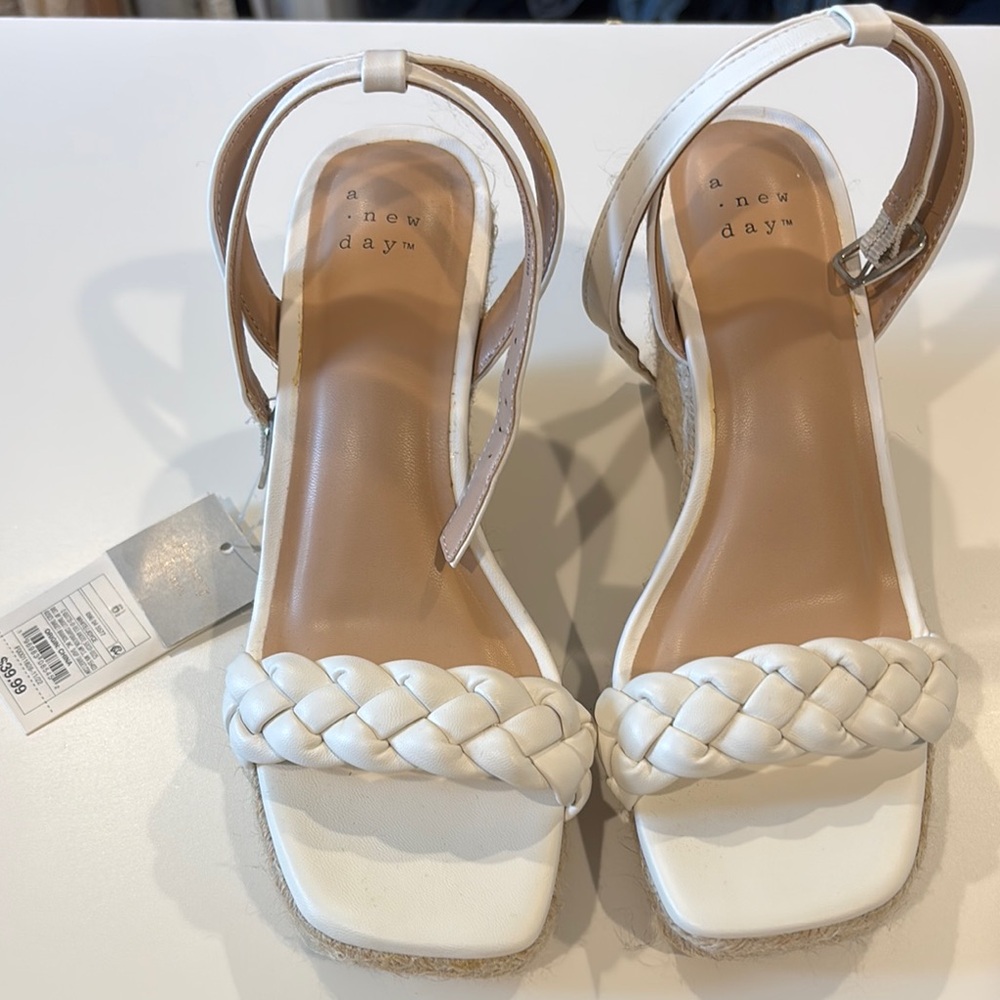 A New Day White Braided Flat Sandals